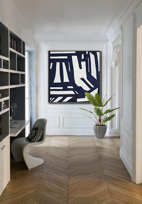 Navy Blue Minimalist Painting #NV297A - Click Image to Close